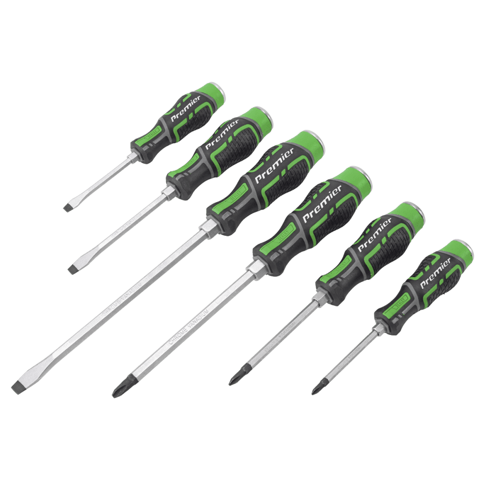 Sealey Hammer-Thru Screwdriver Set Hi-Vis Green 6pc Model No- AK4940HV