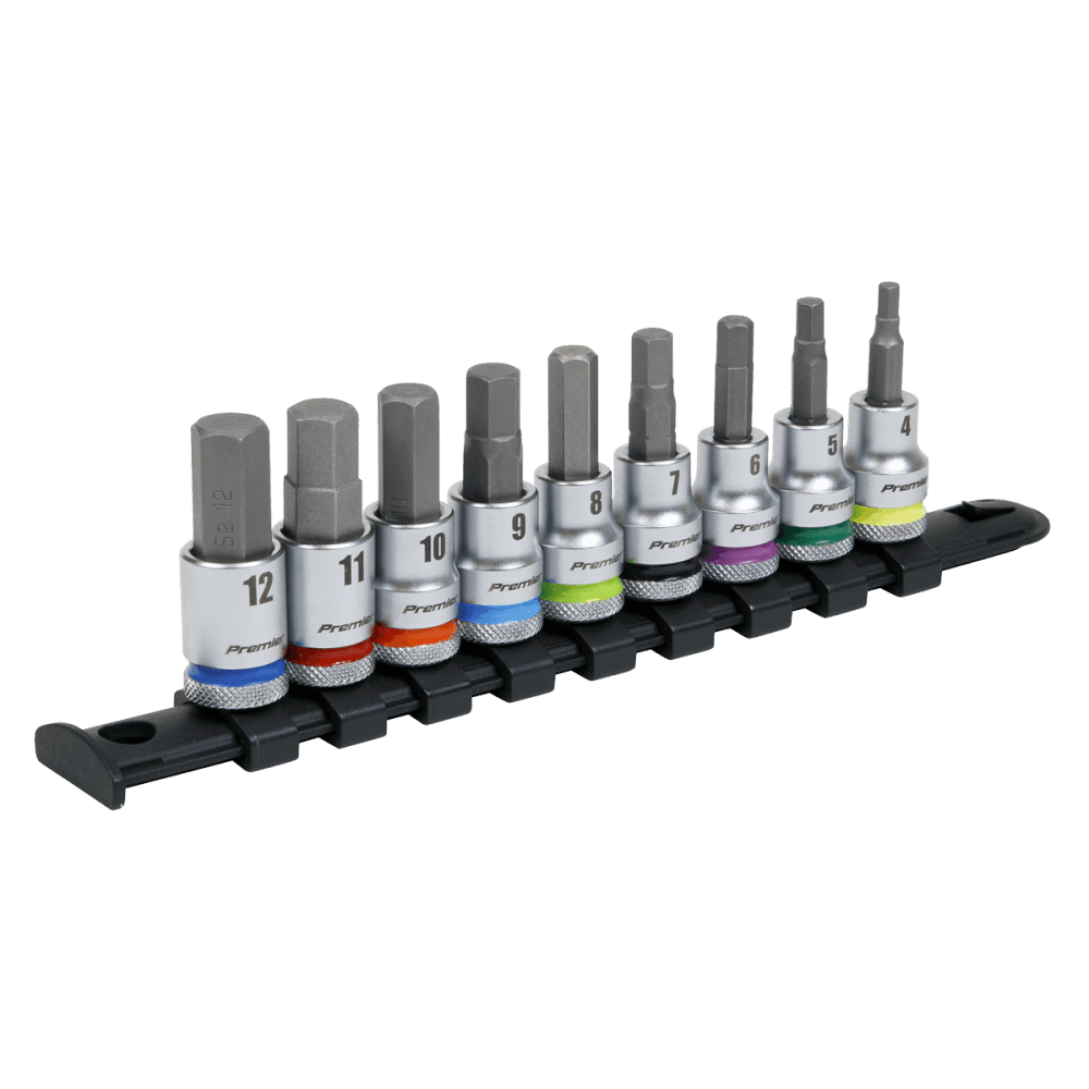 Sealey Hex Socket Bit Set 9pc 3/8"Sq Drive - Platinum Model No- AK6250