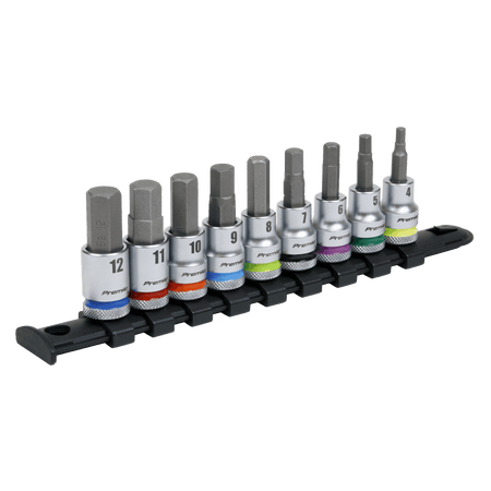 Sealey Hex Socket Bit Set 9pc 3/8"Sq Drive - Platinum Model No- AK6250