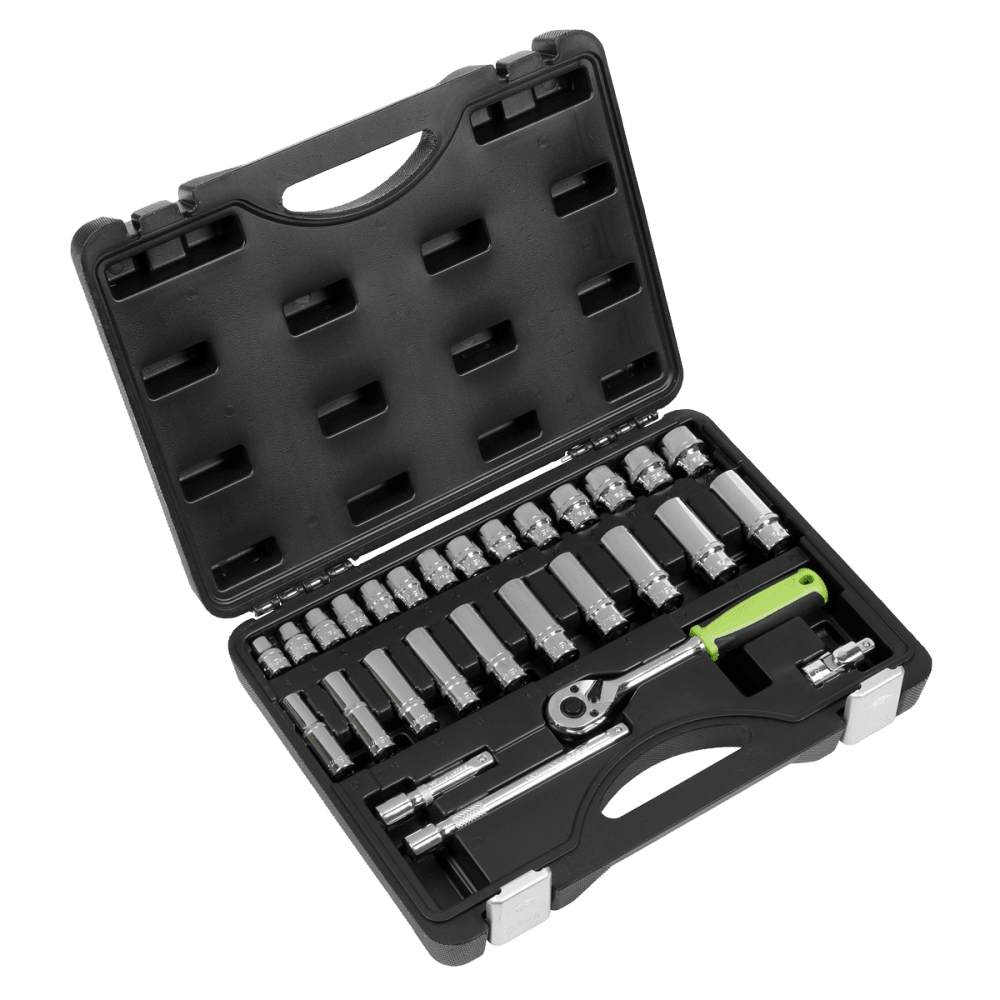 Sealey Socket Set 28pc 3/8"Sq Drive 6pt WallDrive Metric Model No- S01236