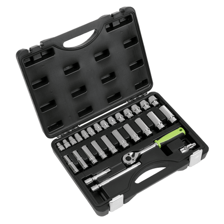 Sealey Socket Set 28pc 3/8"Sq Drive 6pt WallDrive Metric Model No- S01236
