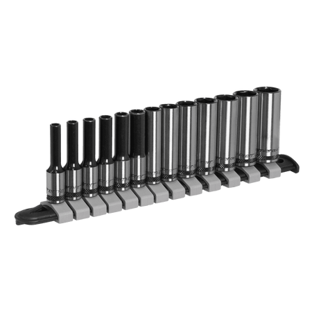 Sealey Socket Set Deep 13pc 1/4"Sq Drive Metric - Black Series Model No- AK7991