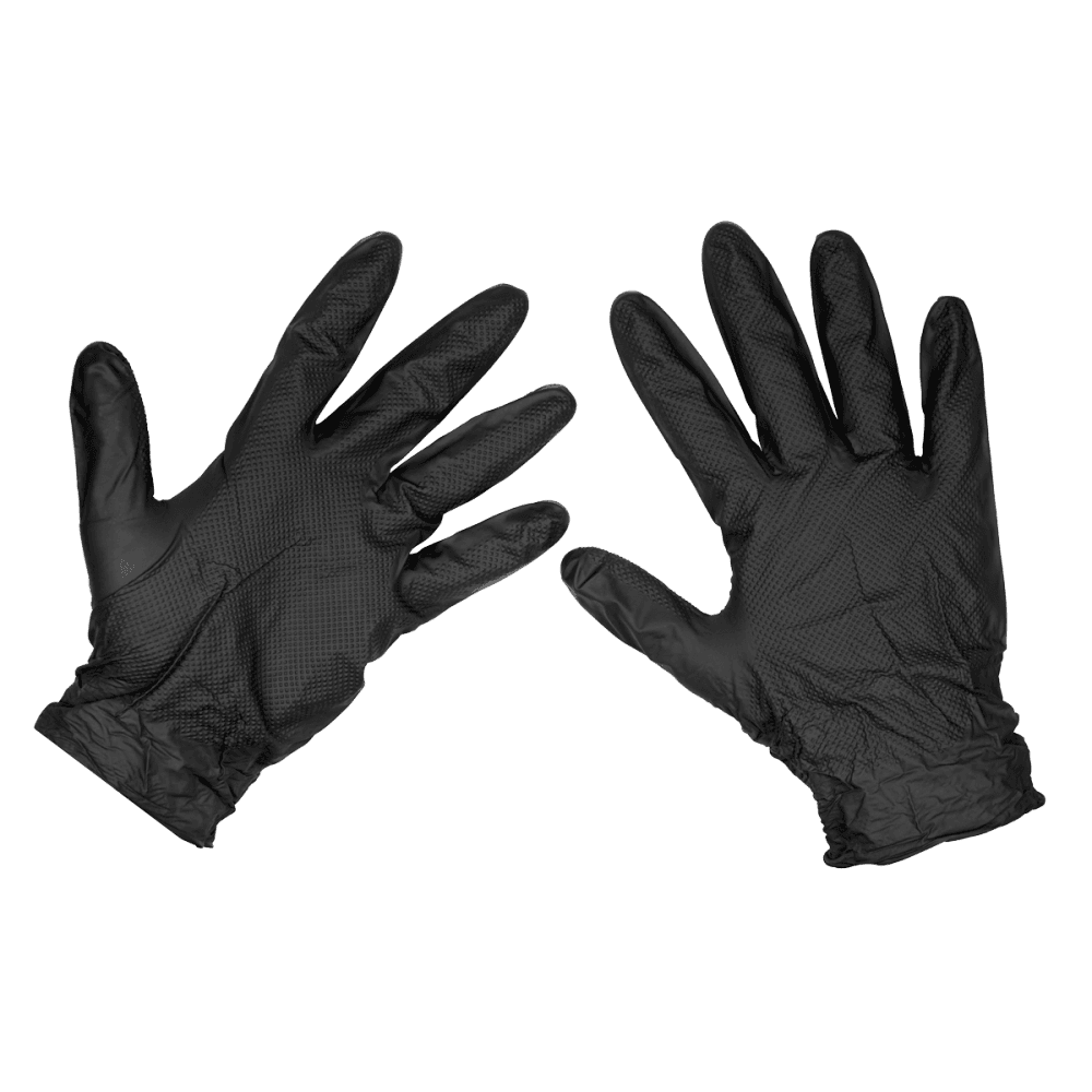 Sealey Black Diamond Grip Extra-Thick Nitrile Powder-Free Gloves X-Large - Pack of 50 Model No- SSP57XL