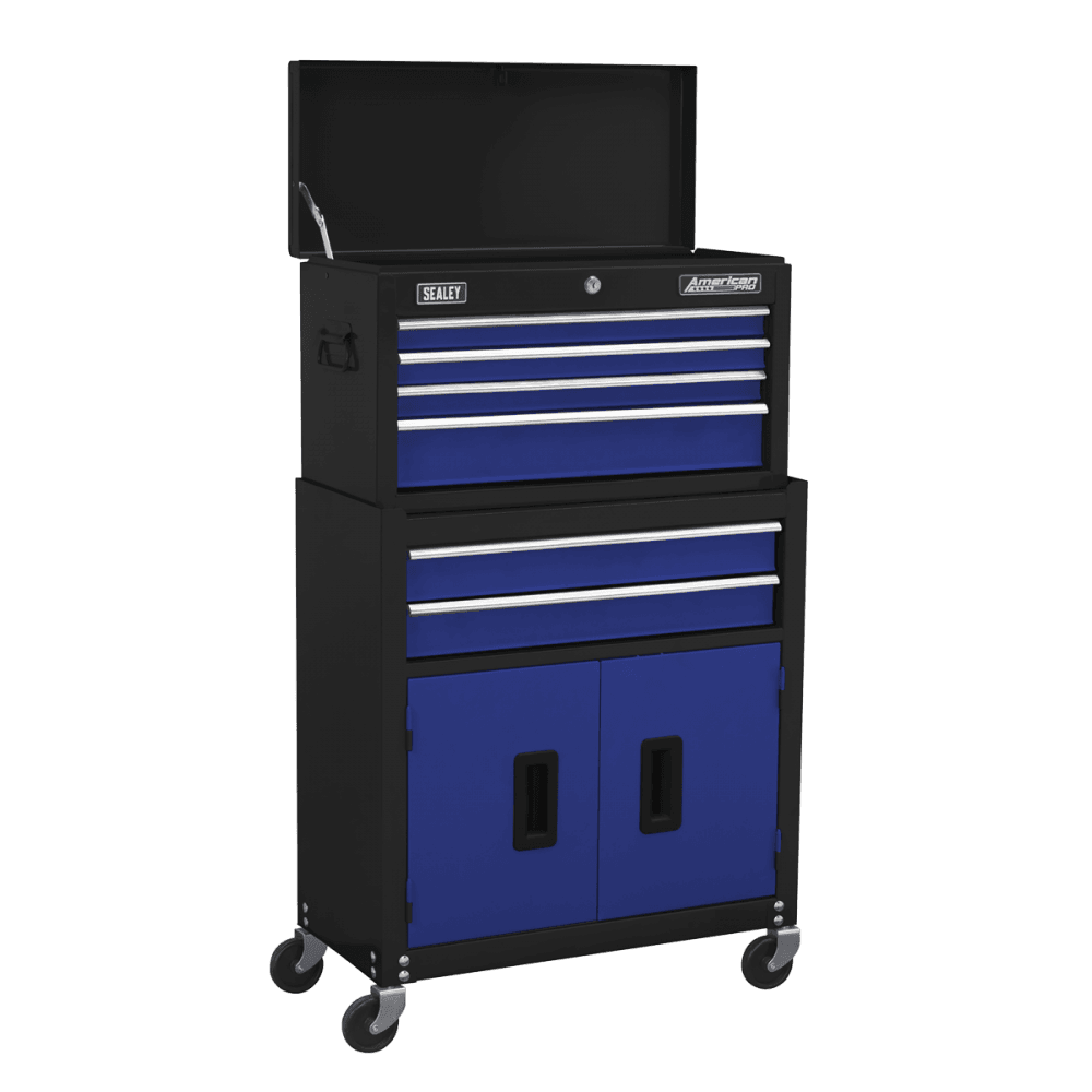 Sealey American PRO® Topchest & Rollcab Combination 6 Drawer - Blue Model No- AP22B