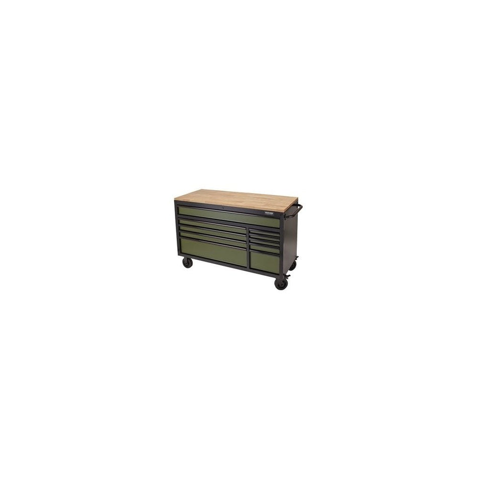 DRAPER BUNKER Workbench Roller Tool Cabinet, 10 Drawer, 56", Green Model No. B100-56GR