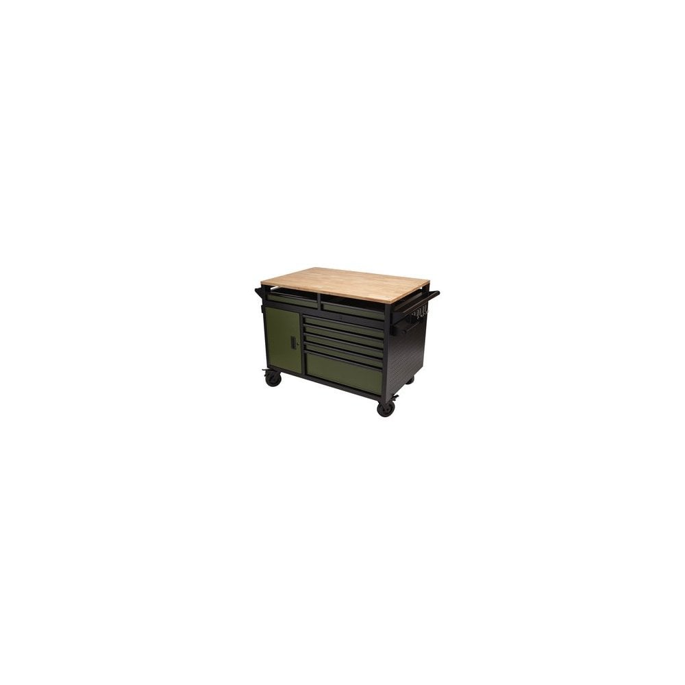 DRAPER BUNKER Multi-Functional Workbench Roller Tool Cabinet, 14 Drawer, 48", Green Model No. B100-48MTGR