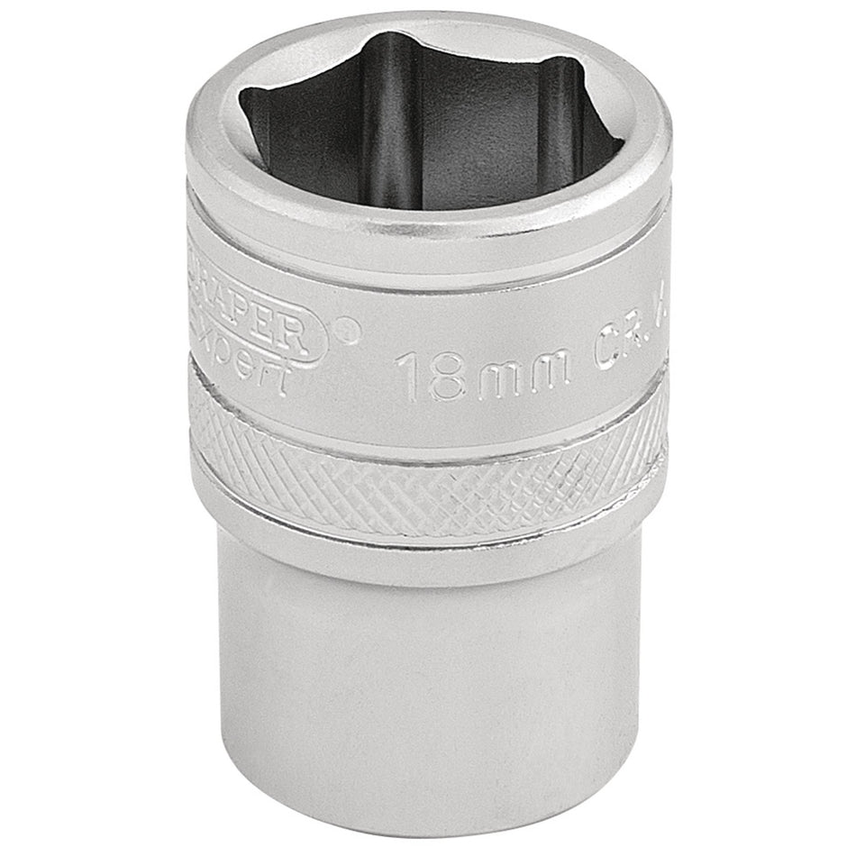 DRAPER 1/2" Square Drive 6 Point Metric Socket (18mm): Model No. H-MM/MS