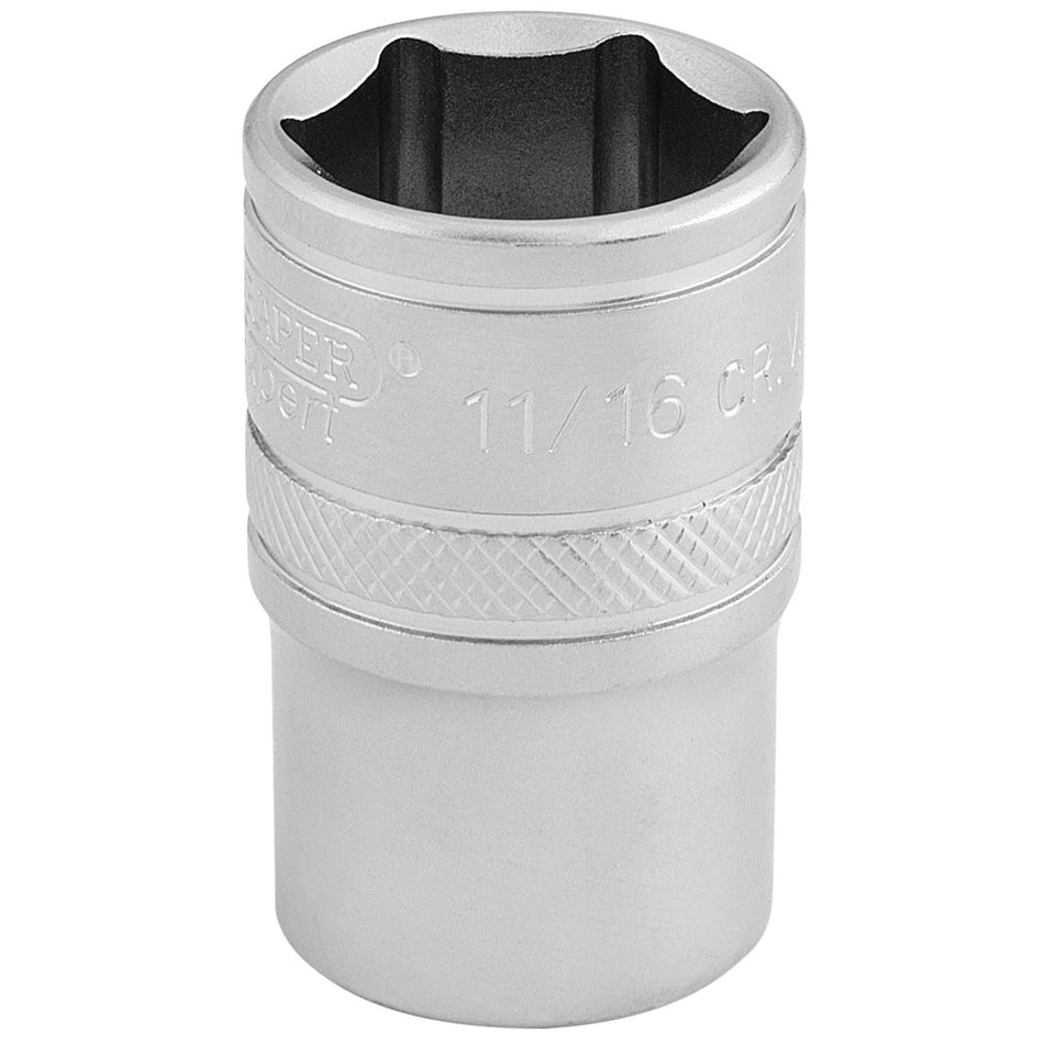 DRAPER 1/2" Square Drive 6 Point Imperial Socket (11/16"): Model No. H-AF/MS