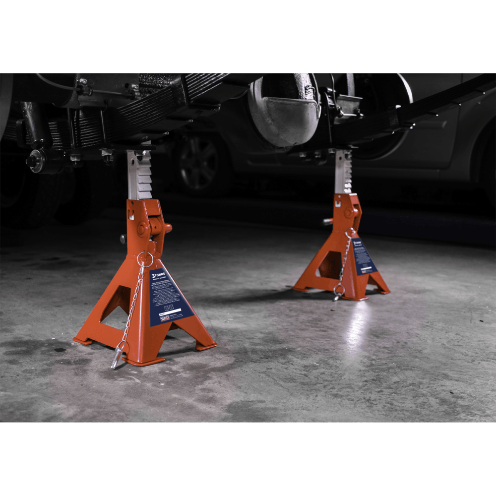 Axle Stands (Pair) 3tonne Capacity per Stand Easy Action Ratchet Model No.-21825