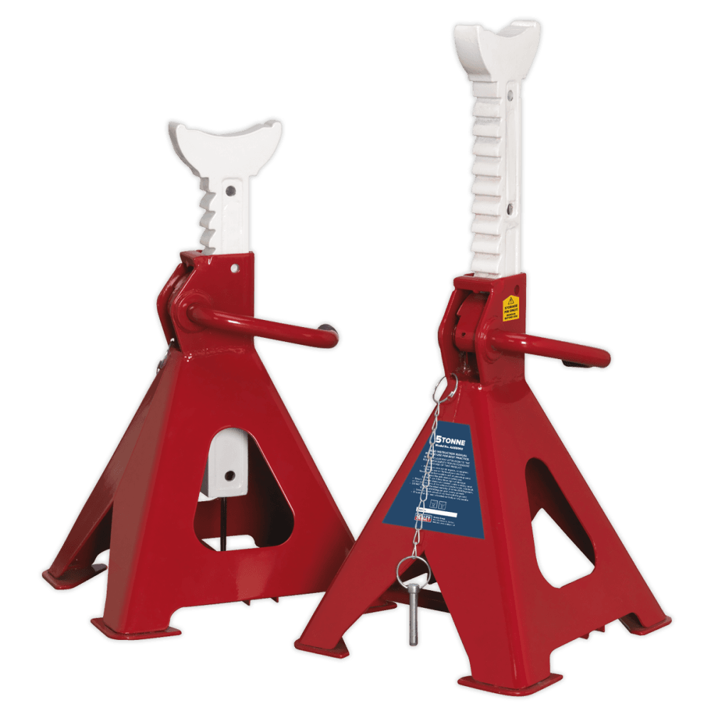Axle Stands (Pair) 5tonne Capacity per Stand Easy Action Ratchet Model No.-21826