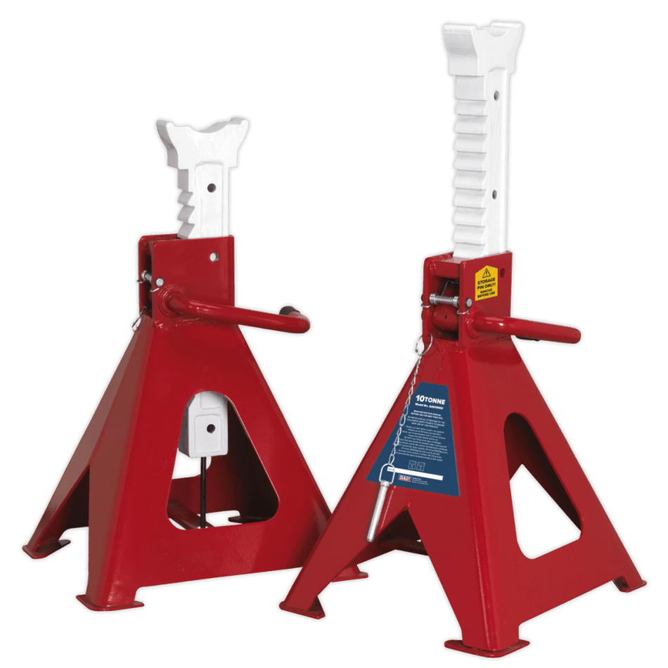 Axle Stands (Pair) 10tonne Capacity per Stand Easy Action Ratchet Model No.-21827