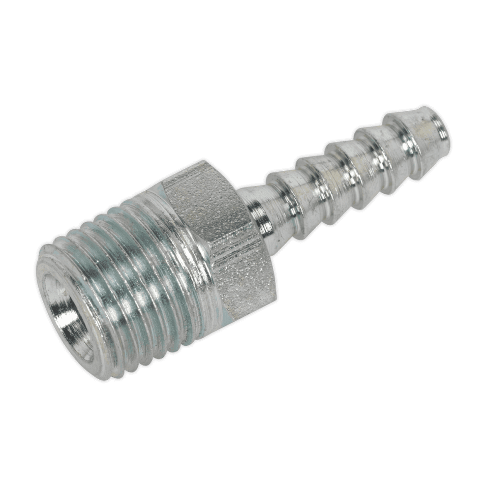 Sealey Screwed Tailpiece Male 1/4"BSPT - 3/16" Hose Pack of 5 Model No-AC38