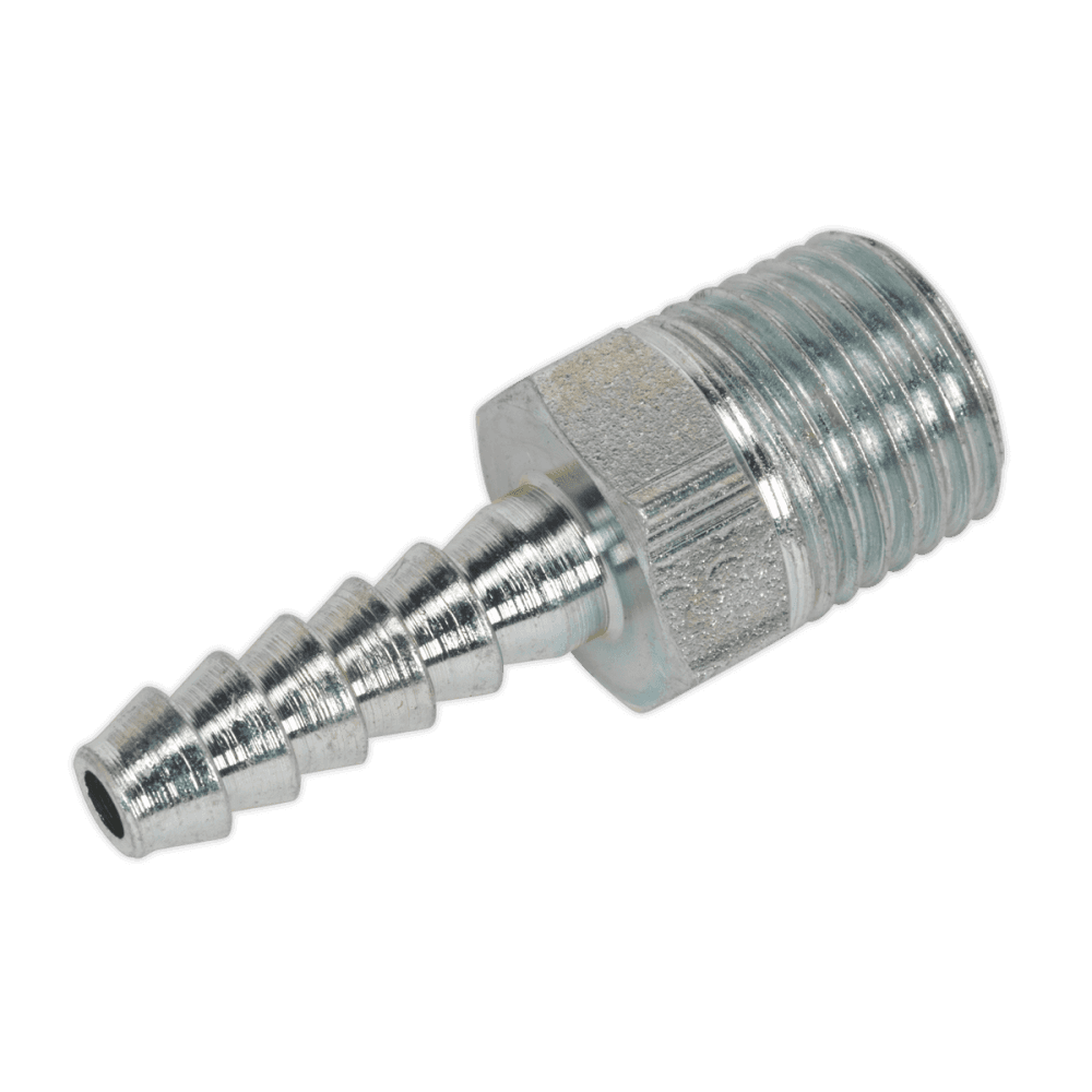 Sealey Screwed Tailpiece Male 1/4"BSPT - 3/16" Hose Pack of 5 Model No-AC38