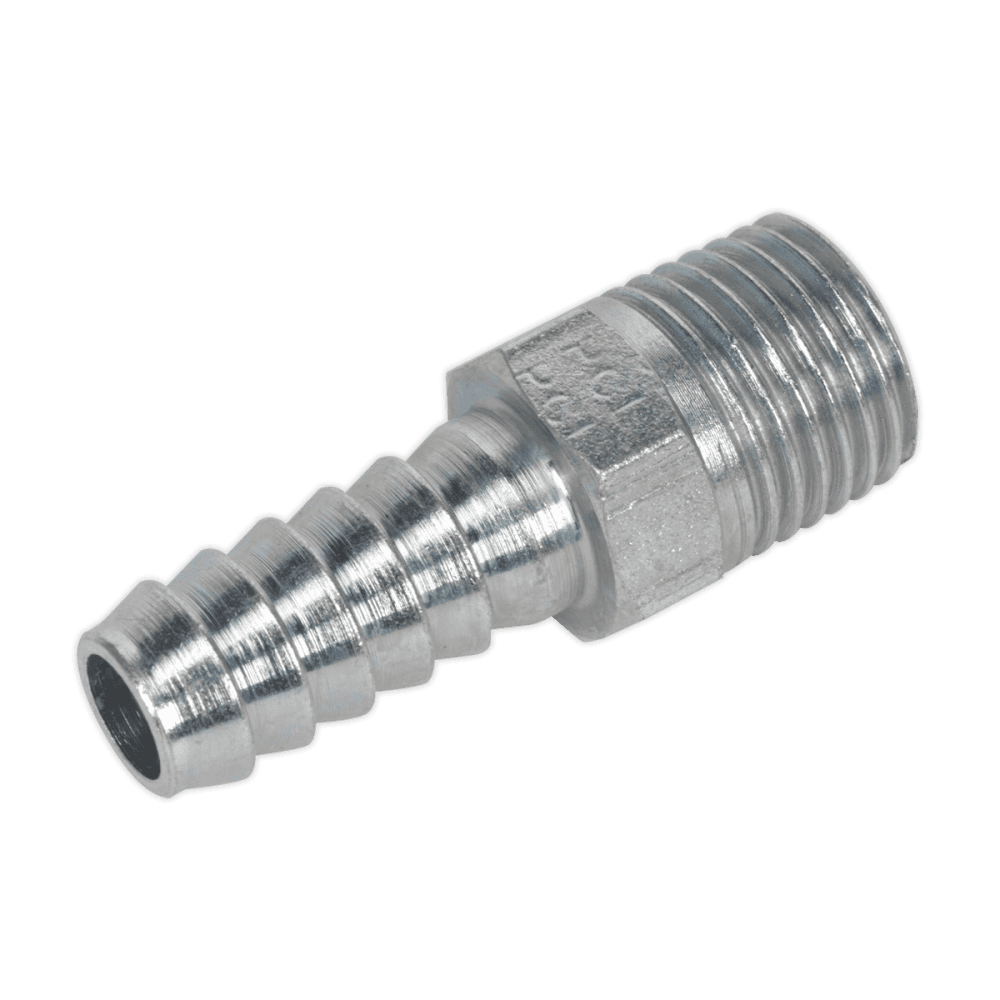 Sealey Screwed Tailpiece Male 1/4"BSPT - 5/16" Hose Pack of 5 Model No-AC39