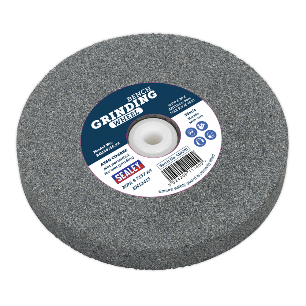 Sealey Grinding Stone 150 x 20mm 32(13)mm Bore A36Q Coarse Model No-BG150/16