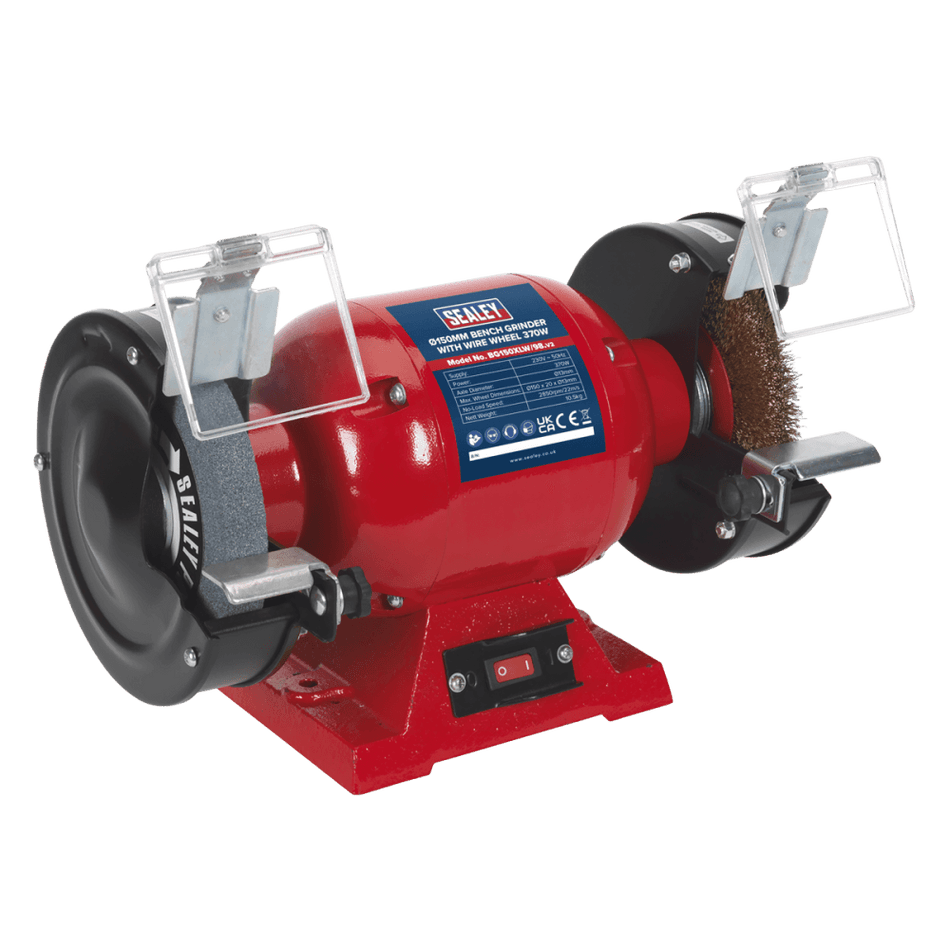 Sealey Bench Grinder 150mm with Wire Wheel 370W/230V Model No-BG150XLW/98