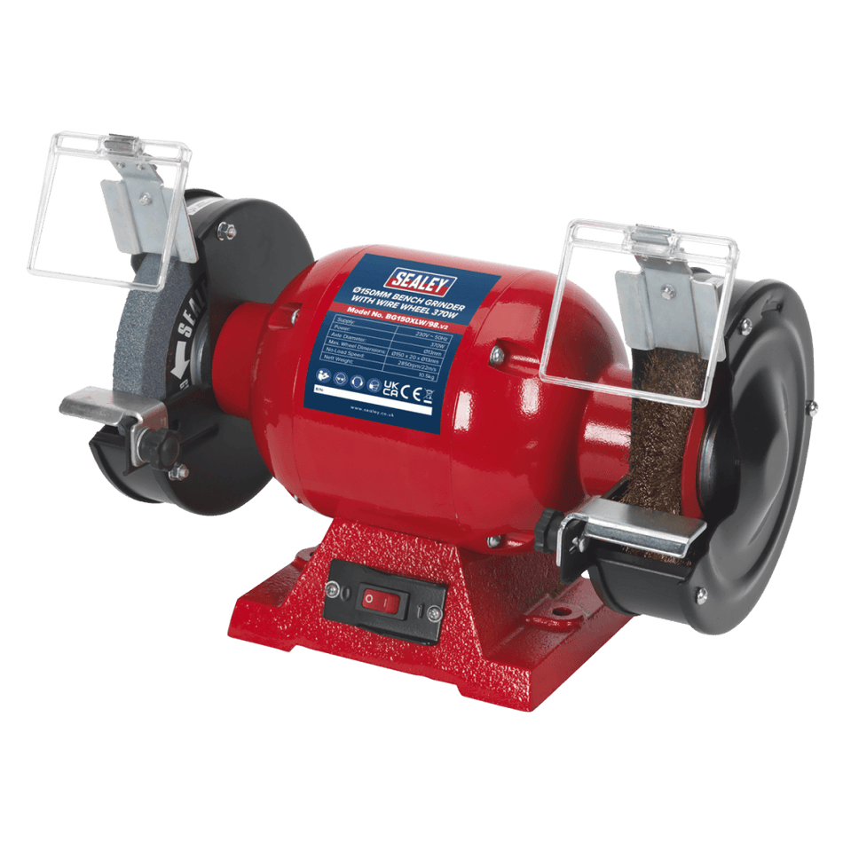 Sealey Bench Grinder 150mm with Wire Wheel 370W/230V Model No-BG150XLW/98