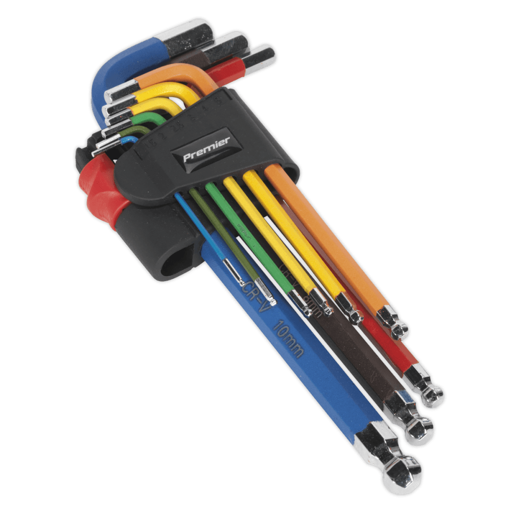 Ball-End Hex Key Set 9pc Colour-Coded Long Metric Model No.-22041