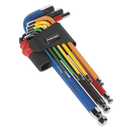 Ball-End Hex Key Set 9pc Colour-Coded Long Metric Model No.-22041
