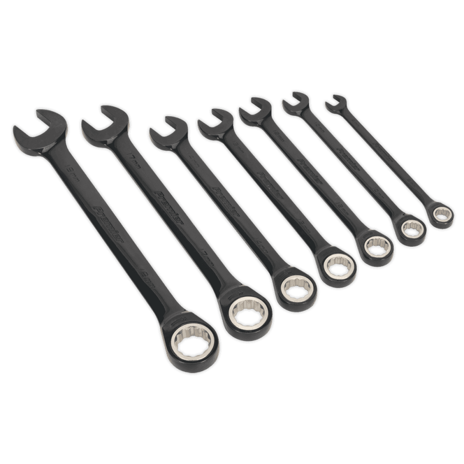 Combination Ratchet Spanner Set 7pc Black Series Metric Model No.-22130