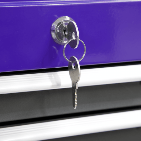 Topchest & Rollcab Combination 6 Drawer with Ball Bearing Runners - Purple/Grey Model No.-21738
