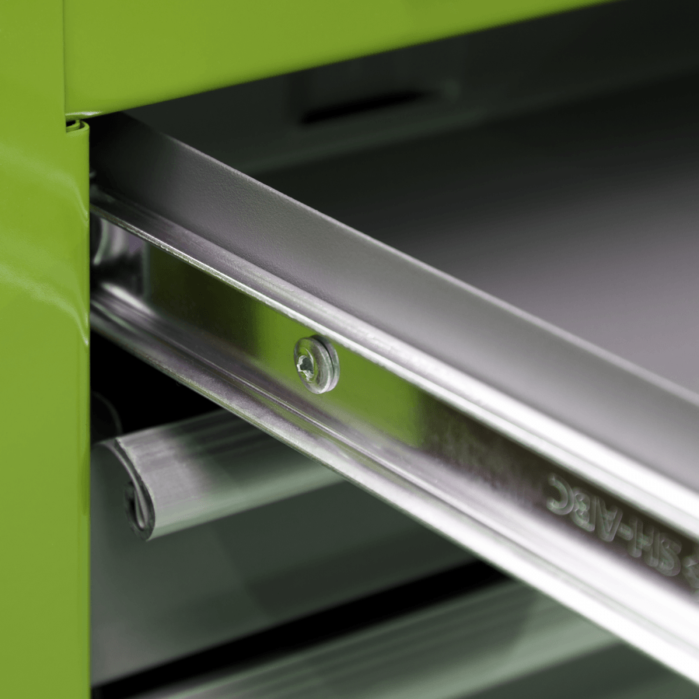 Topchest & Rollcab Combination 6 Drawer with Ball Bearing Runners - Hi-Vis Green/Grey Model No.-21739