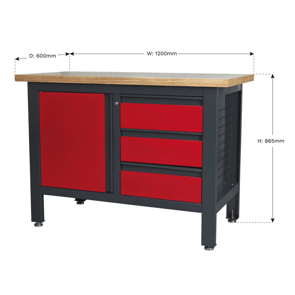 Workstation with 3 Drawers & Cupboard Model No.-21767