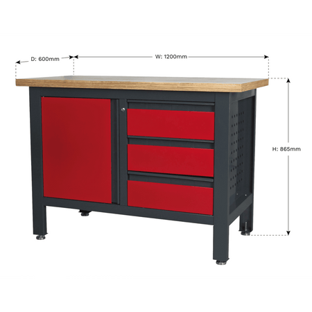 Workstation with 3 Drawers & Cupboard Model No.-21767