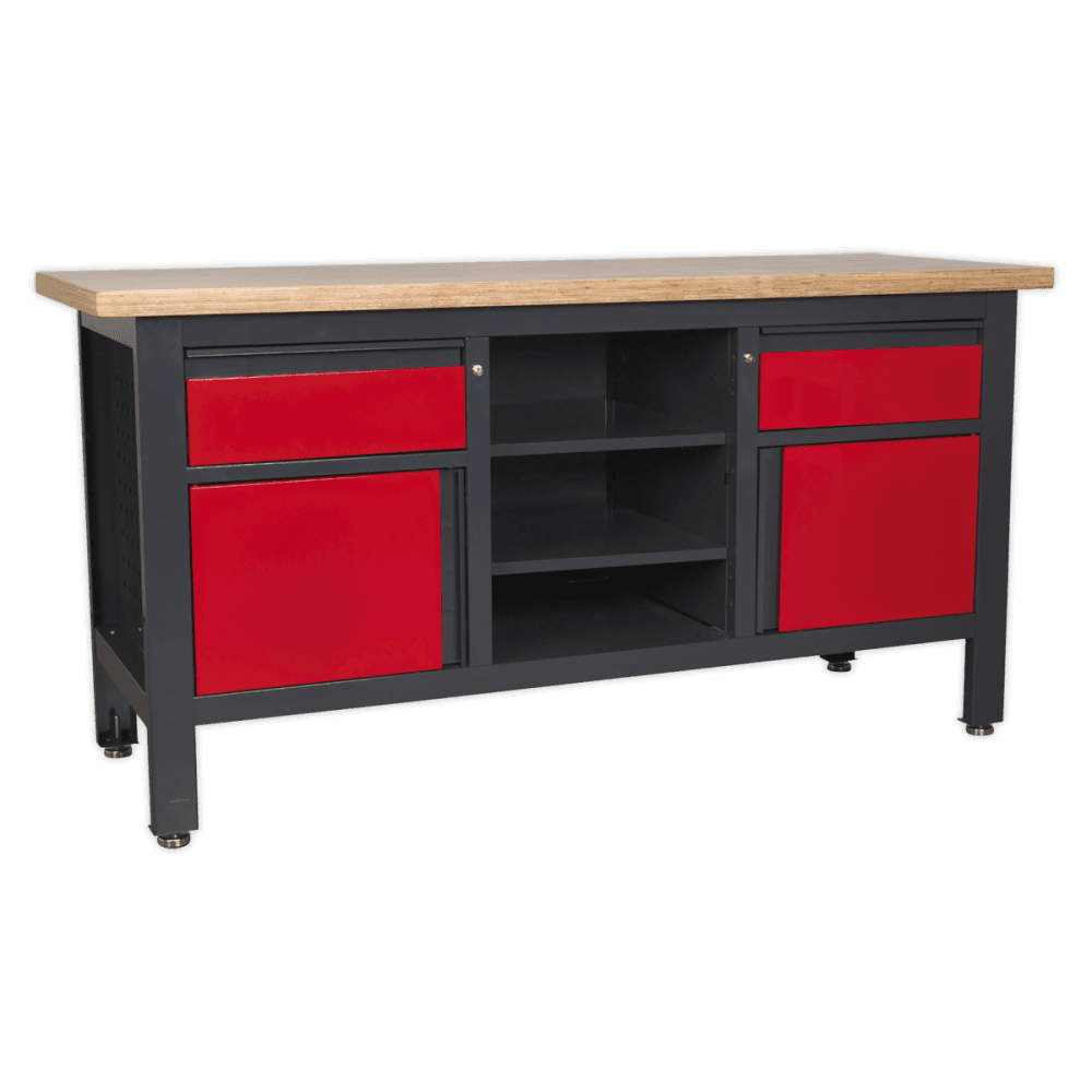 Workstation with 2 Drawers, 2 Cupboards & Open Storage Model No.-21768