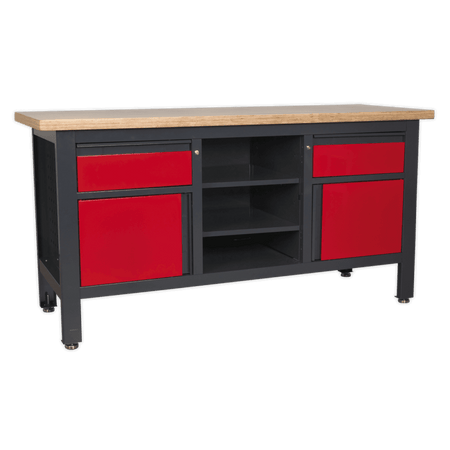 Workstation with 2 Drawers, 2 Cupboards & Open Storage Model No.-21768