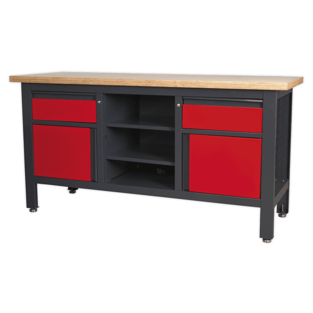 Workstation with 2 Drawers, 2 Cupboards & Open Storage Model No.-21768
