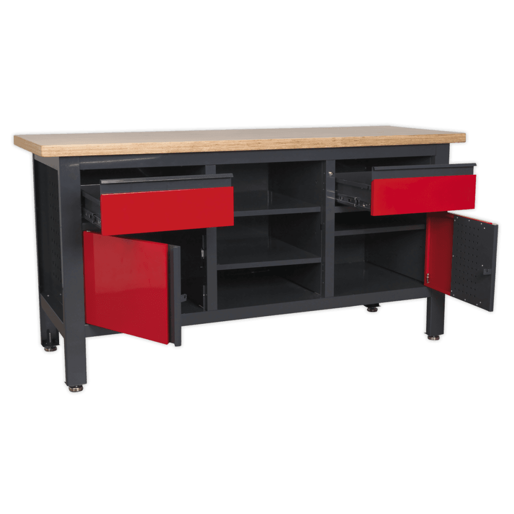 Workstation with 2 Drawers, 2 Cupboards & Open Storage Model No.-21768