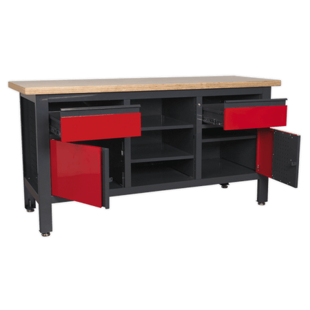 Workstation with 2 Drawers, 2 Cupboards & Open Storage Model No.-21768