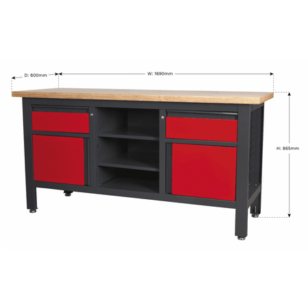 Workstation with 2 Drawers, 2 Cupboards & Open Storage Model No.-21768