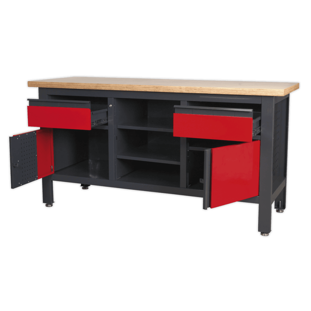 Workstation with 2 Drawers, 2 Cupboards & Open Storage Model No.-21768