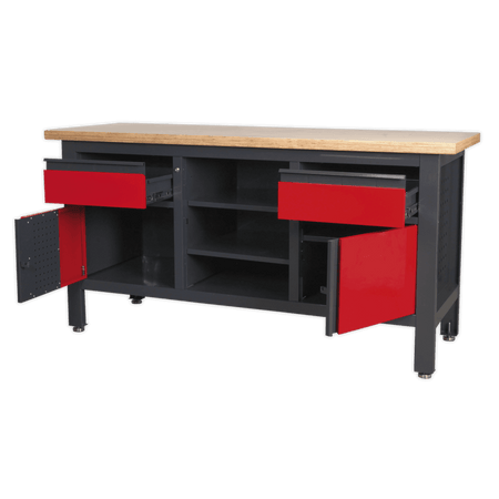 Workstation with 2 Drawers, 2 Cupboards & Open Storage Model No.-21768