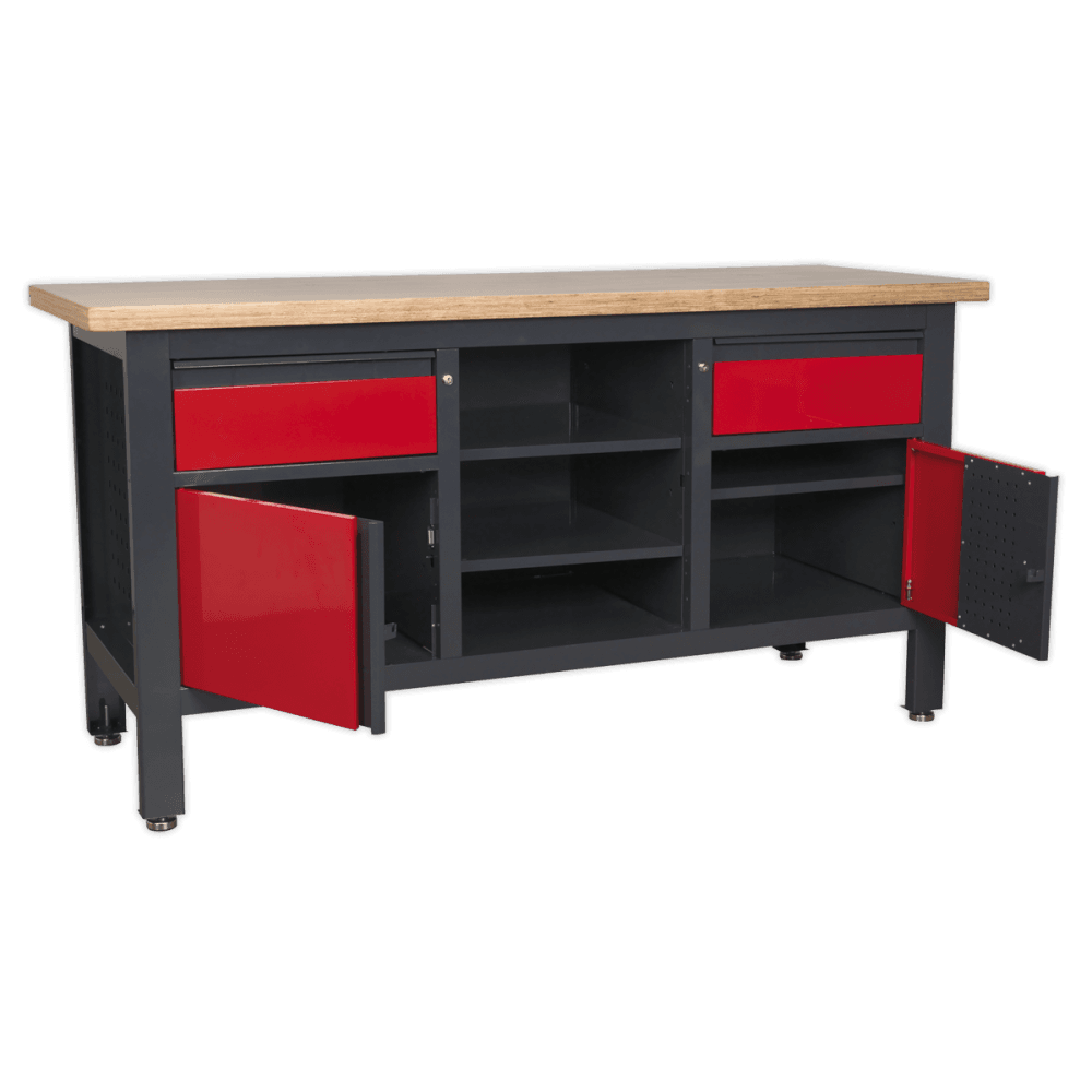Workstation with 2 Drawers, 2 Cupboards & Open Storage Model No.-21768
