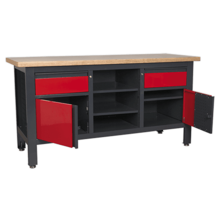 Workstation with 2 Drawers, 2 Cupboards & Open Storage Model No.-21768