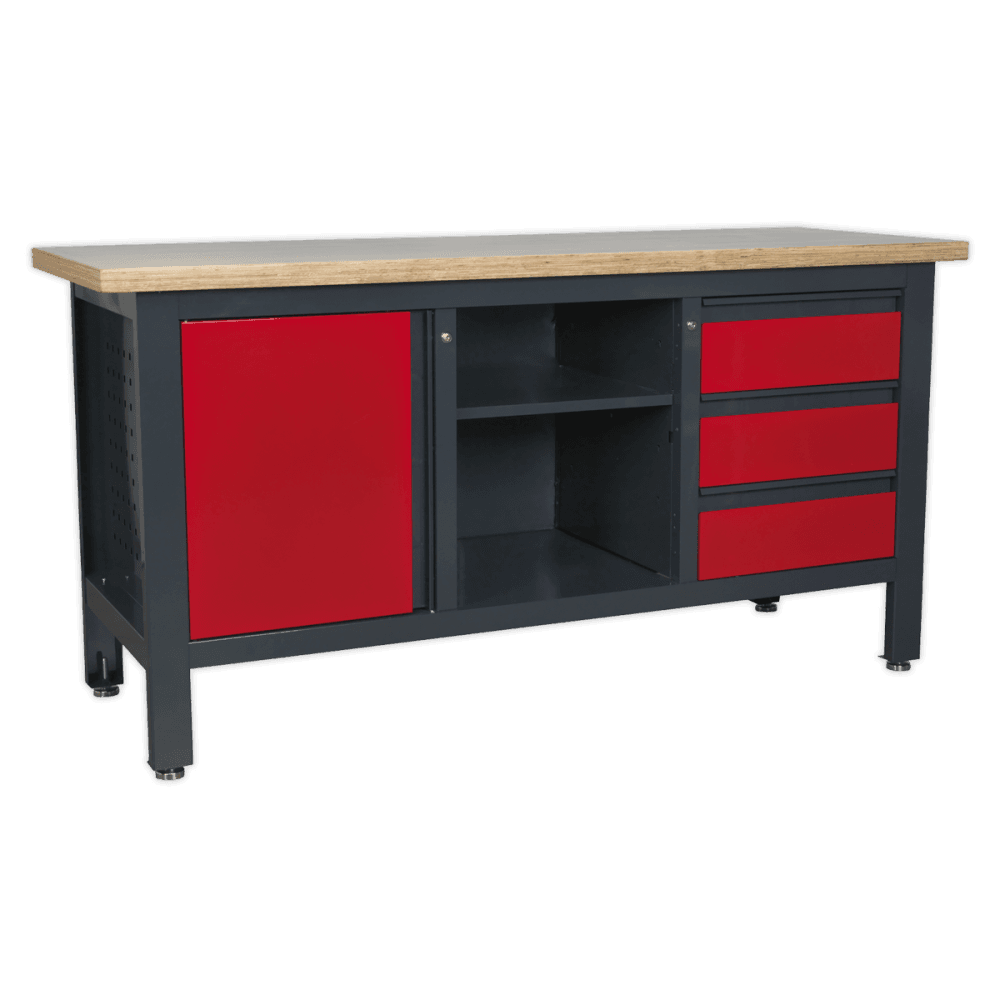 Workstation with 3 Drawers, 1 Cupboard & Open Storage Model No.-21769