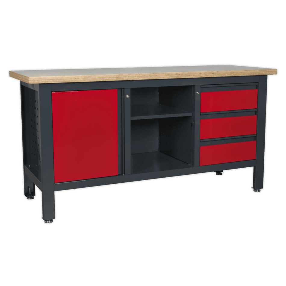 Workstation with 3 Drawers, 1 Cupboard & Open Storage Model No.-21769