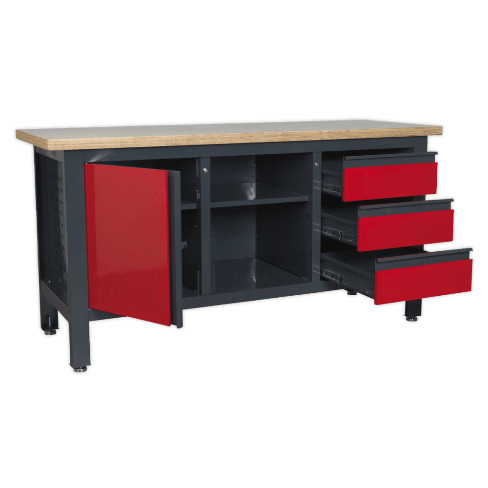 Workstation with 3 Drawers, 1 Cupboard & Open Storage Model No.-21769