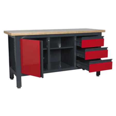 Workstation with 3 Drawers, 1 Cupboard & Open Storage Model No.-21769