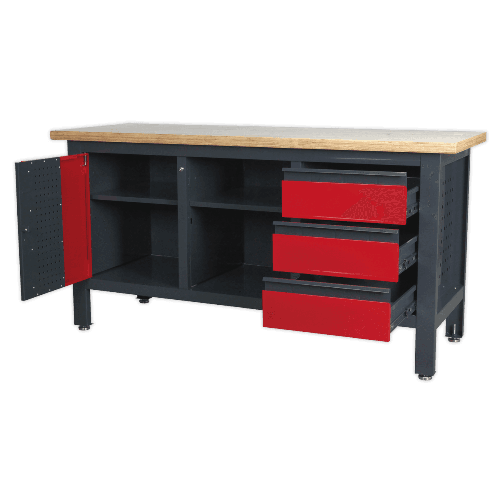 Workstation with 3 Drawers, 1 Cupboard & Open Storage Model No.-21769