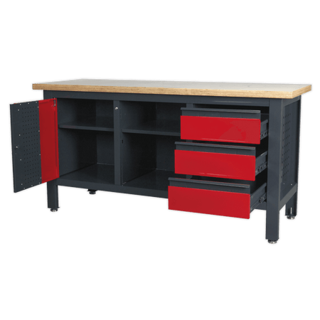 Workstation with 3 Drawers, 1 Cupboard & Open Storage Model No.-21769