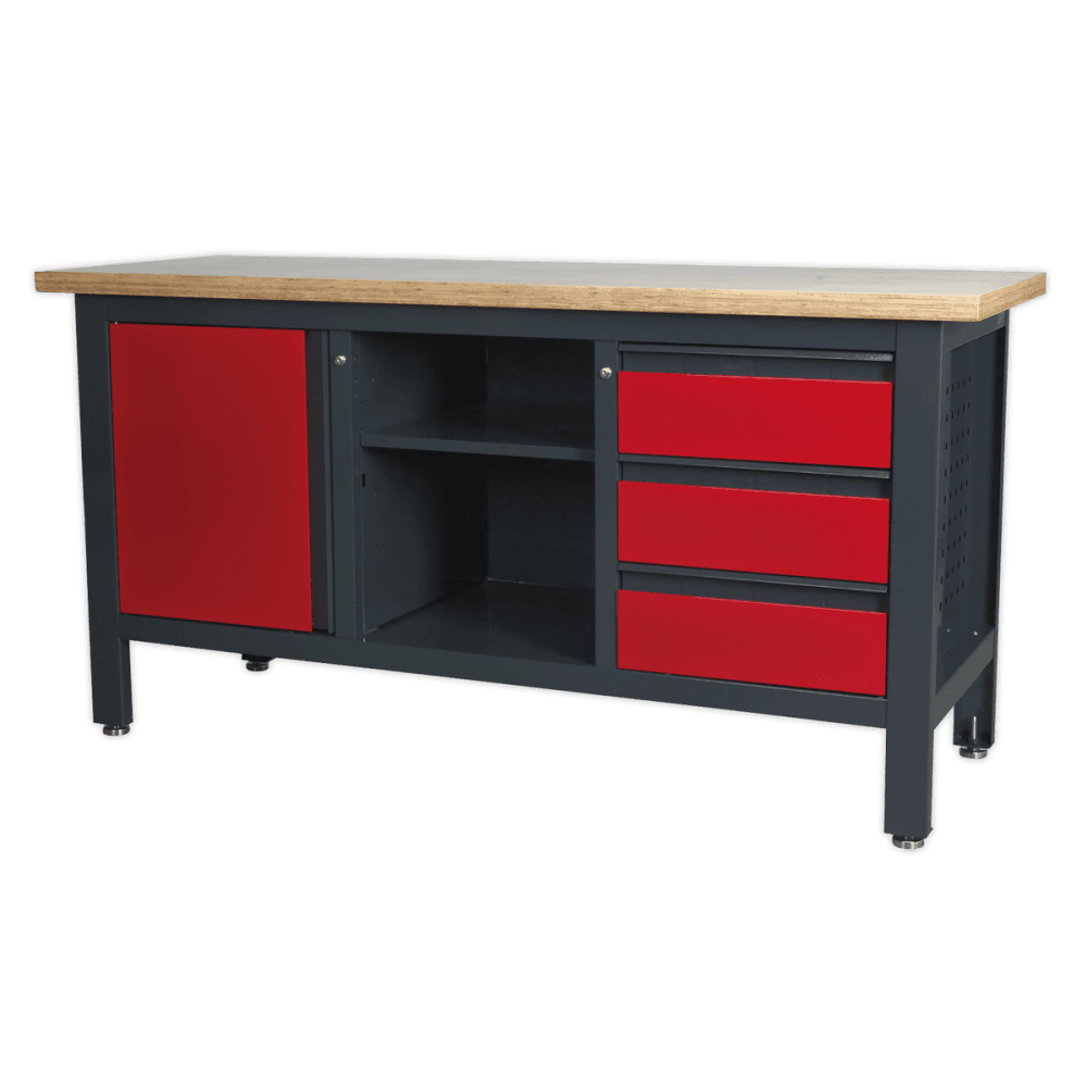 Workstation with 3 Drawers, 1 Cupboard & Open Storage Model No.-21769