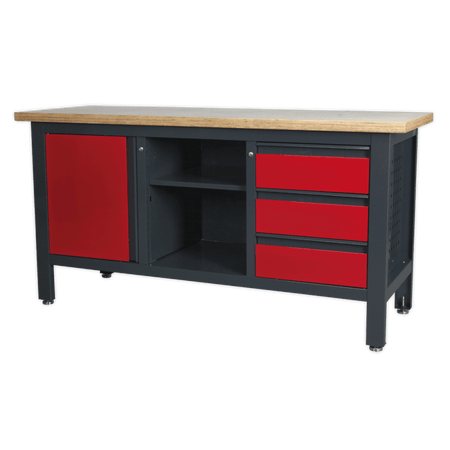 Workstation with 3 Drawers, 1 Cupboard & Open Storage Model No.-21769