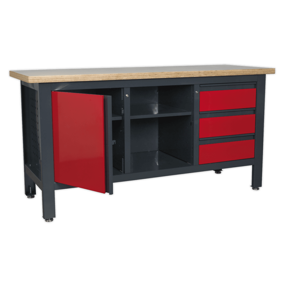 Workstation with 3 Drawers, 1 Cupboard & Open Storage Model No.-21769
