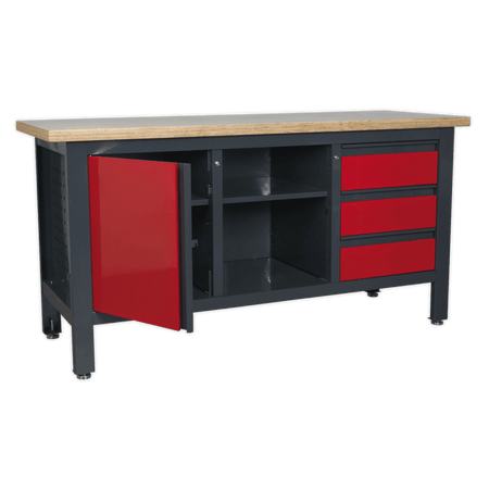 Workstation with 3 Drawers, 1 Cupboard & Open Storage Model No.-21769