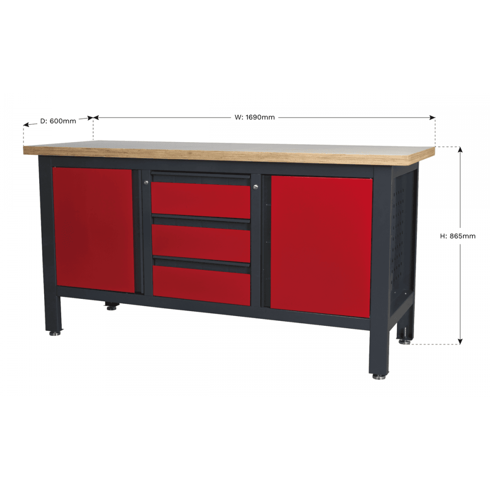 Workstation with 3 Drawers & 2 Cupboards Model No.-21770