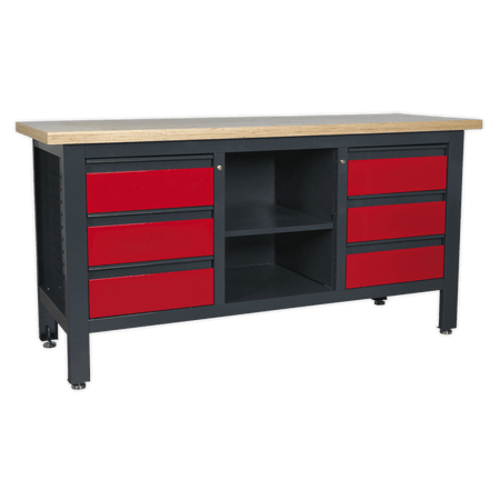 Workstation with 6 Drawers & Open Storage Model No.-21771